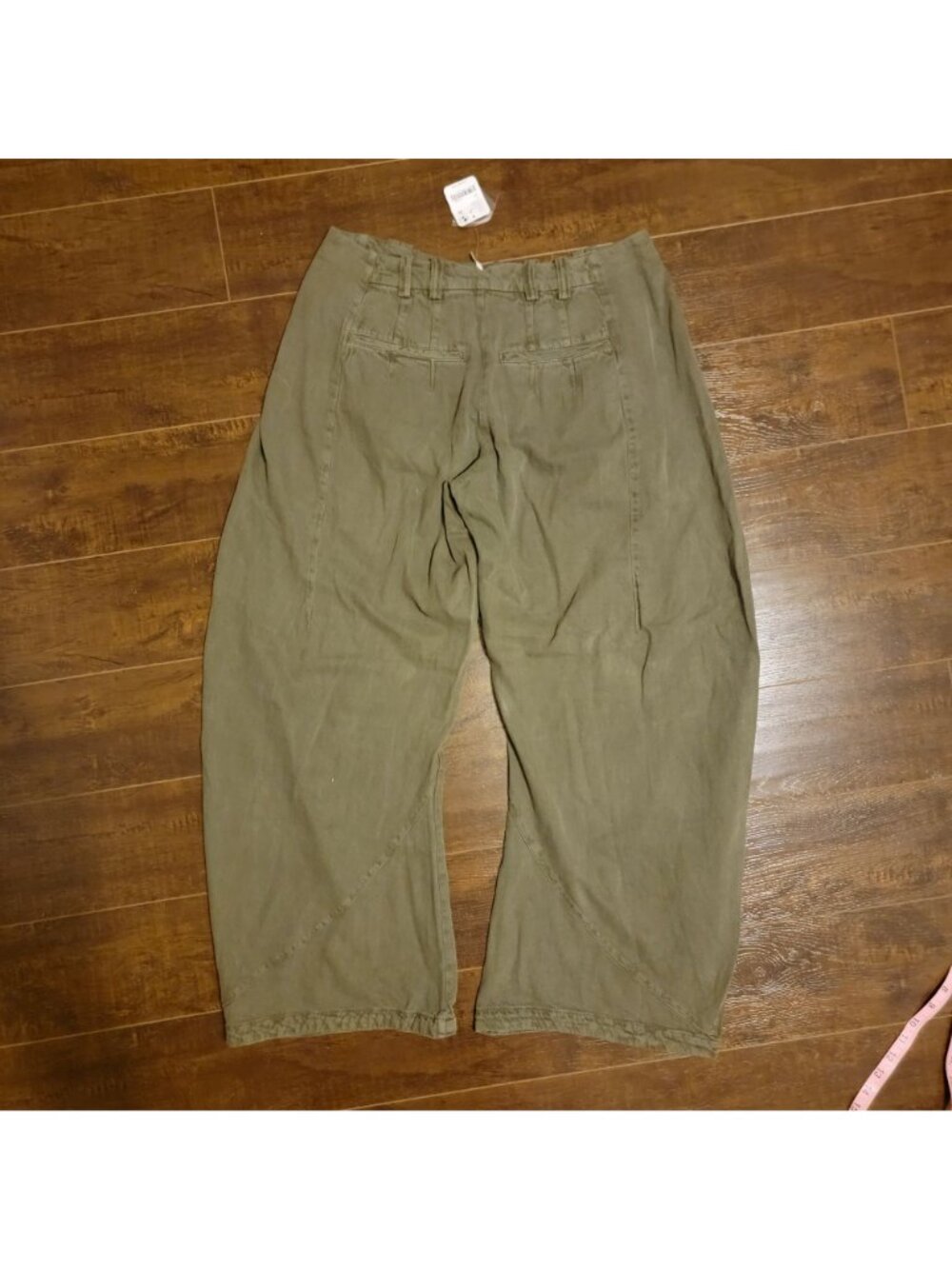 Free People Spotlight Washed Barrel Chino Trousers Olive Y2K 90s Womens 12 - Picture 3 of 8